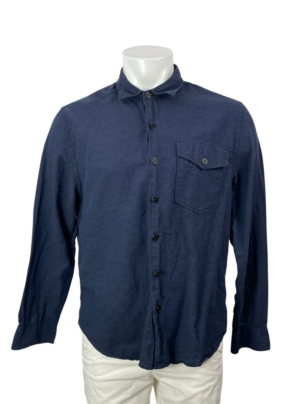 Todd Snyder Men's Navy Blue Long Sleeves Collared Casual Button Down Shirt Top M